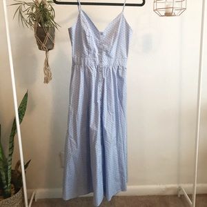 Midi Dress - light blue with black polka dots